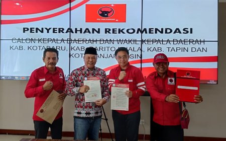 Mujiyat-Fahrin Resmi Terima B1-KWK PDIP, Siap Mendaftar ke KPU Batola